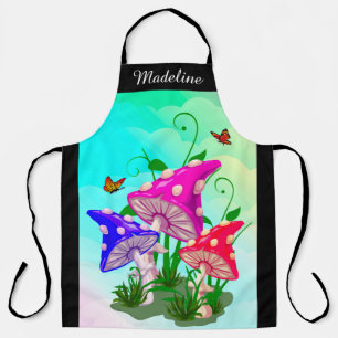 Mushroom   Colorful Trio Personalized Large Apron