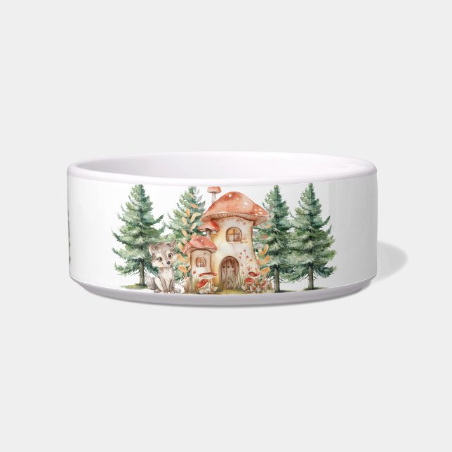 Mushroom Cottage Pet Bowl (Front)