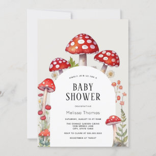 Mushroom Cottage Woodland Baby Shower Invitation