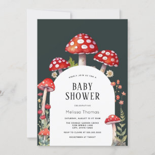 Mushroom Cottage Woodland Baby Shower Invitation