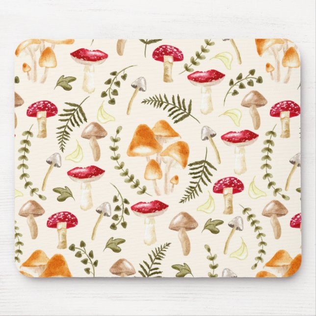 Mushroom | Cottagecore Aesthetic | Watercolor Mouse Mat (Front)