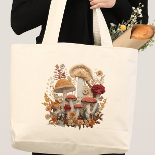 Mushroom Cottagecore Large Tote Bag