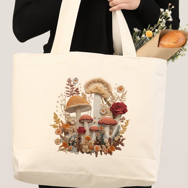 Mushroom Cottagecore Large Tote Bag (Creator Uploaded)