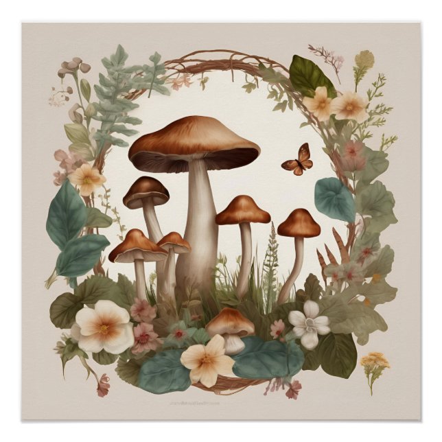 Mushroom Cottagecore Poster (Front)