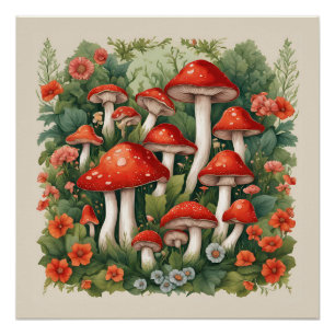Mushroom Cottagecore Poster