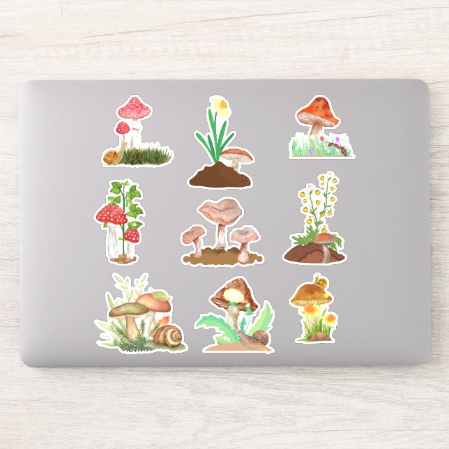 Mushroom Custom-Cut Vinyl Sticker (Computer)