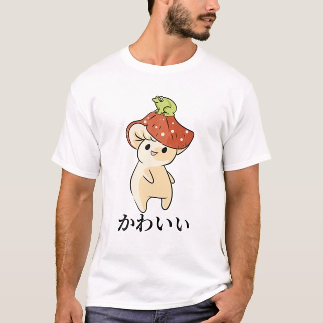 Mushroom - Cute Kawaii Anime Frog - Japanese Aesth T-Shirt (Front)