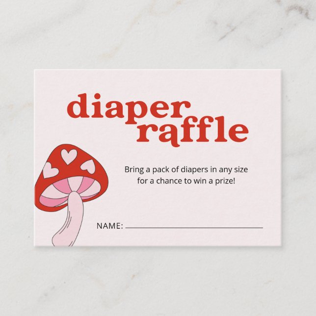 Mushroom Diaper Raffle Baby Shower | Red and Pink Enclosure Card (Front)