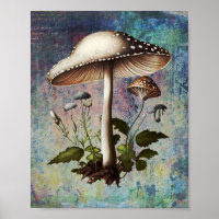 Mushroom, Digital Vintage Botanical Mushroom