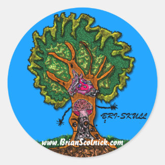 mushroom-door-in-tree classic round sticker