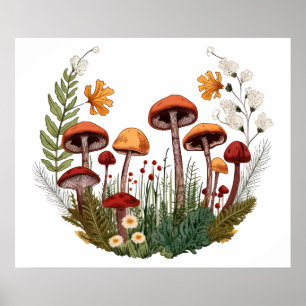 Mushroom drawing poster