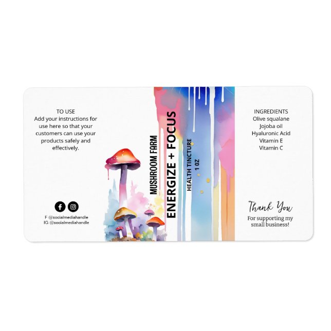 Mushroom Dropper Bottle Product Labels (Front)