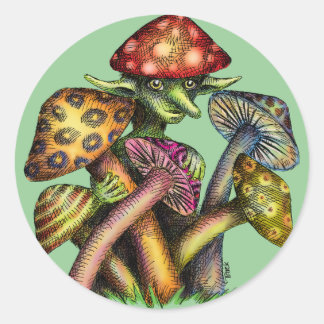 Mushroom Elf Classic Round Sticker