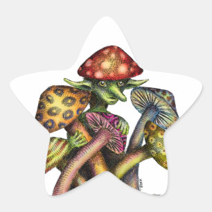 Mushroom Elf Star Sticker