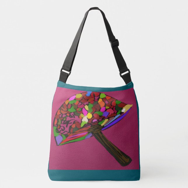 Mushroom Face Character Art  Crossbody Bag (Front)