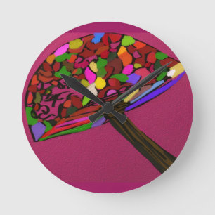 Mushroom Face Character Art Round Clock