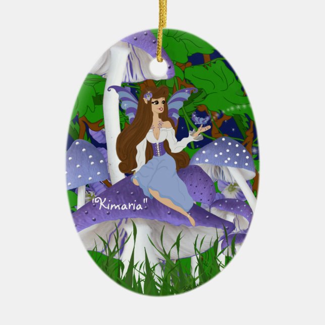 Mushroom Faery and Butterfly Ornament (Front)