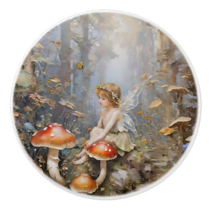 Mushroom Fairy Ceramic Knob
