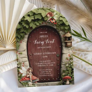 Mushroom Fairy First Birthday Party Invitation