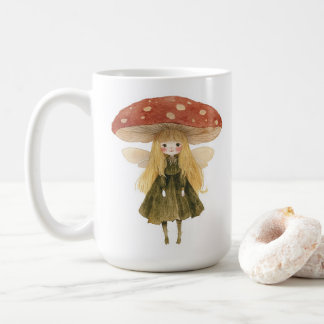 Mushroom Fairy Girl Watercolor Coffee Mug