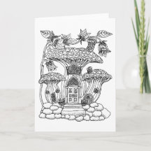 Mushroom Fairy House Colour it Yourself Blank