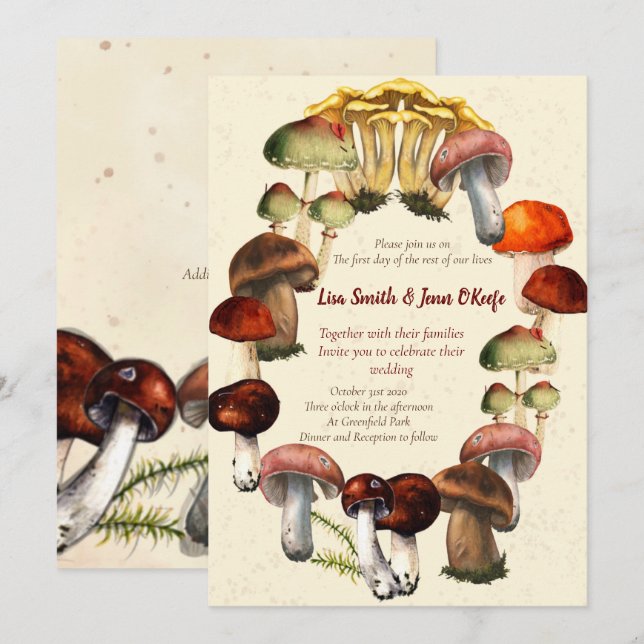 Mushroom Fairy Ring Invitations (Front/Back)