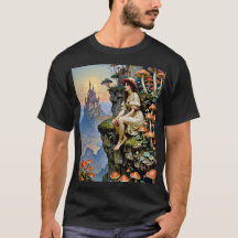 Mushroom Fairy Tale Cliffside Castle Tee