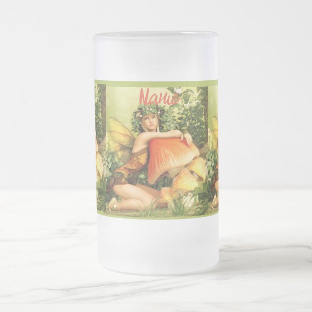 Mushroom fairy Thunder_Cove Frosted Glass Beer Mug (Center)