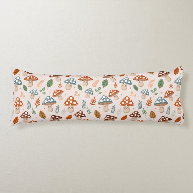 Mushroom, Fall foliage, Nature Patten  Body Cushion (Front)