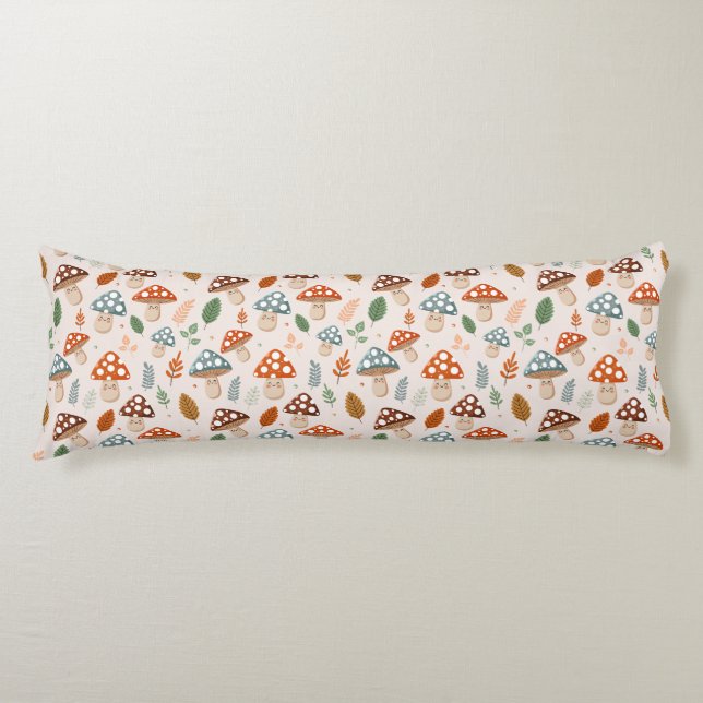 Mushroom, Fall foliage, Nature Patten  Body Cushion (Front)