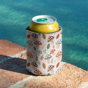 Mushroom, Fall foliage, Nature Patten  Can Cooler