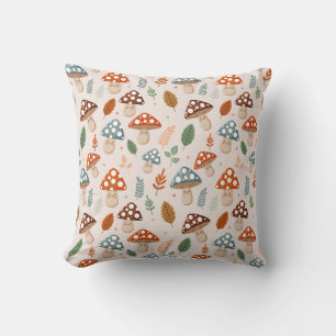 Mushroom, Fall foliage, Nature Patten Cushion