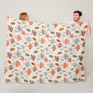 Mushroom, Fall foliage, Nature Patten  Fleece Blanket