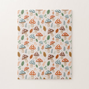 Mushroom, Fall foliage, Nature Patten  Jigsaw Puzzle