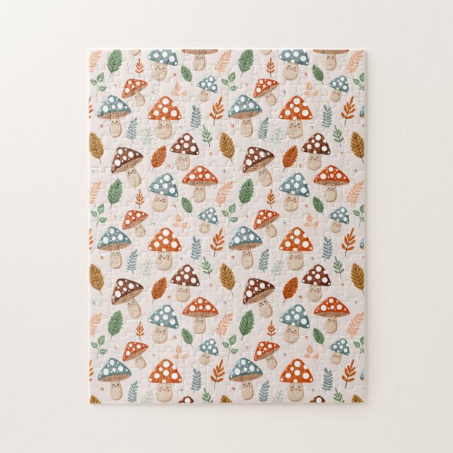 Mushroom, Fall foliage, Nature Patten  Jigsaw Puzzle (Vertical)