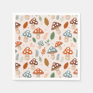 Mushroom, Fall foliage, Nature Patten Napkin