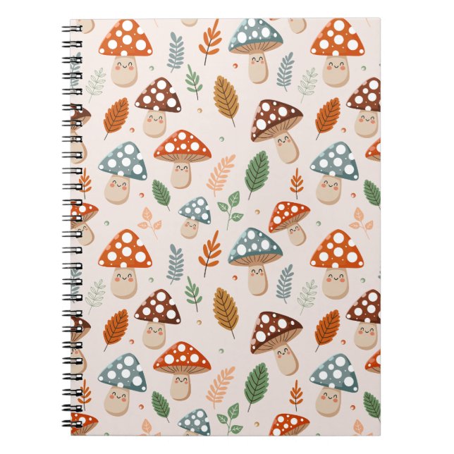 Mushroom, Fall foliage, Nature Patten  Notebook (Front)