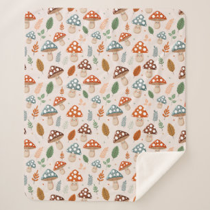 Mushroom, Fall foliage, Nature Patten  Sherpa Blanket