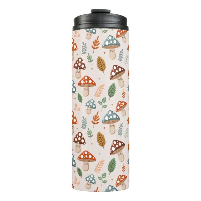Mushroom, Fall foliage, Nature Patten  Thermal Tumbler (Front)