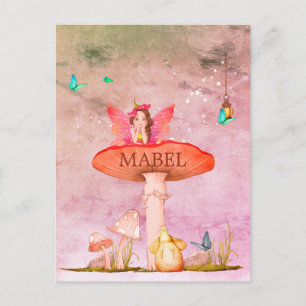 Mushroom Fantasy Fairy Mouse Decor Postcard