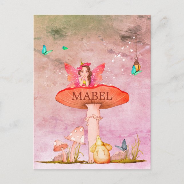Mushroom Fantasy Fairy Mouse Decor Postcard (Front)