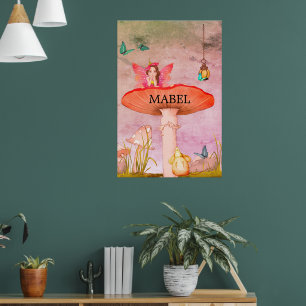 Mushroom Fantasy Fairy Nursery  Poster
