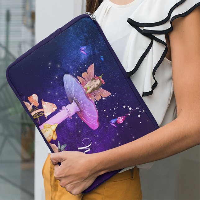 Mushroom Fantasy Monogram Magical Enchanted Fairy  Laptop Sleeve (Creator Uploaded)