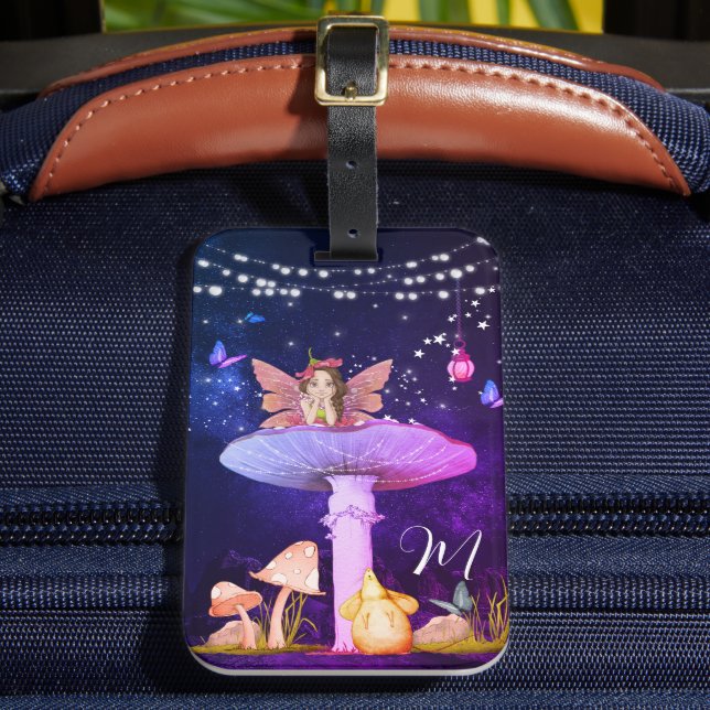 Mushroom Fantasy Monogram Magical Fairy  Luggage Tag (Front Insitu 2)