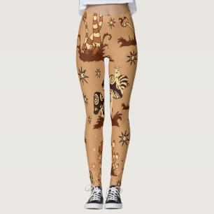 Mushroom fantasy, vintage forest wallpaper. leggings
