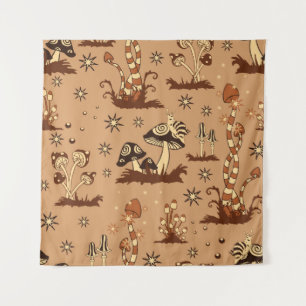 Mushroom fantasy, vintage forest wallpaper. tapestry