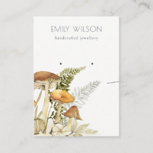 Mushroom Fern Foliage Earring Necklace Display Business Card
