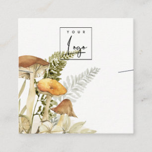 Mushroom Fern Foliage Logo Band Necklace Display Square Business Card