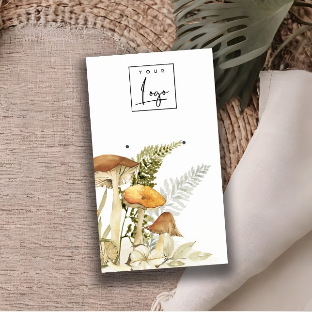 Mushroom Fern Foliage Logo Stud Earring Display Business Card (Creator Uploaded)