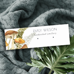 Mushroom Fern Foliage Stud Earring Display Mini Business Card